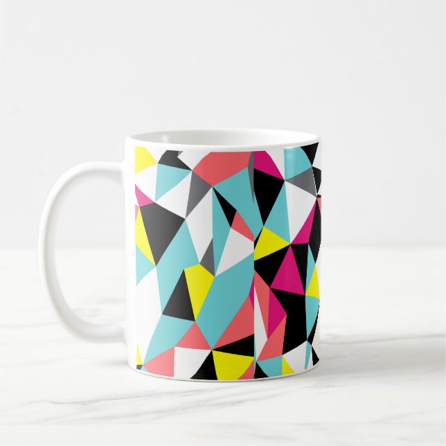 Abstract triangles geometrical pattern background coffee mug (Left)