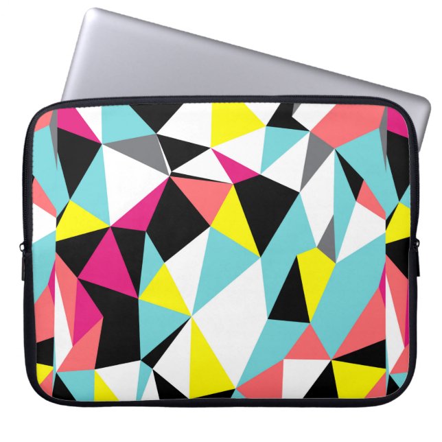 Abstract triangles geometrical pattern background laptop sleeve (Front)