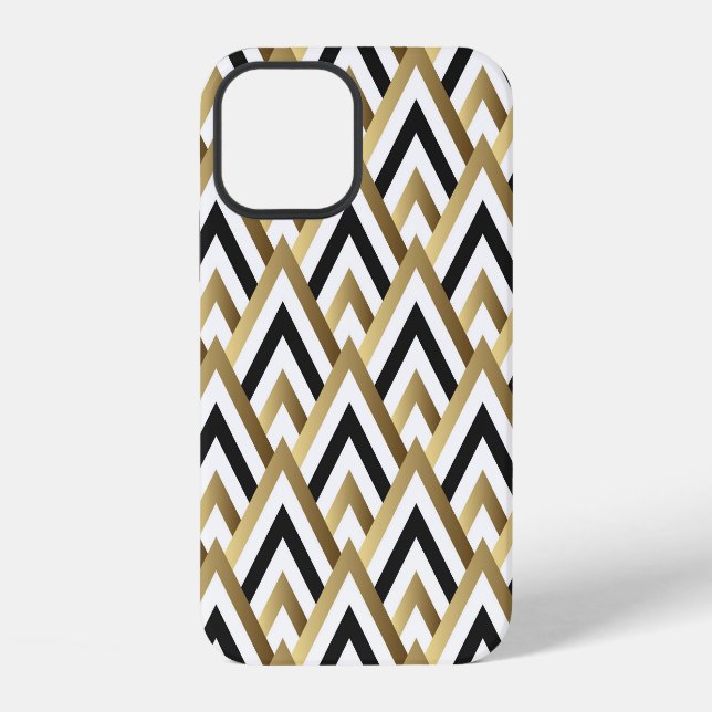 Abstract Triangles: Gold Black Seamless iPhone Case (Back)