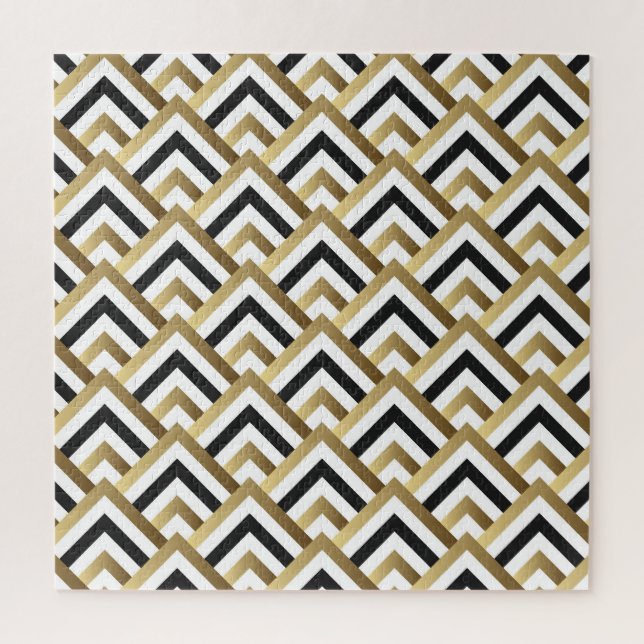 Abstract Triangles: Gold Black Seamless Jigsaw Puzzle (Vertical)