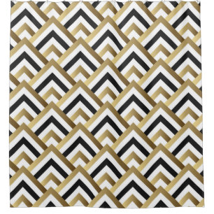 Abstract Triangles: Gold Black Seamless Shower Curtain