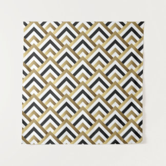 Abstract Triangles: Gold Black Seamless Tapestry