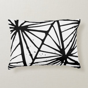 Abstract Triangles Lino Print Decorative Cushion