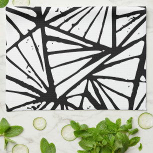 Abstract Triangles Lino Print Kitchen Towels