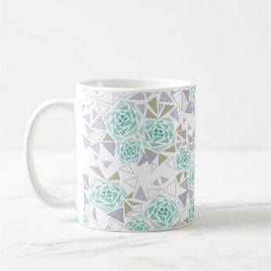 Abstract triangles roses modern mosaic print coffee mug