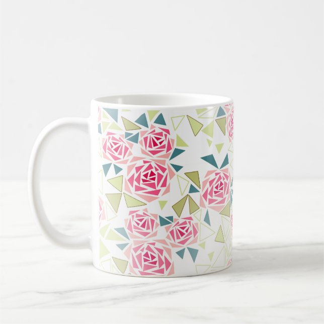 Abstract triangles roses modern mosaic print coffee mug (Left)