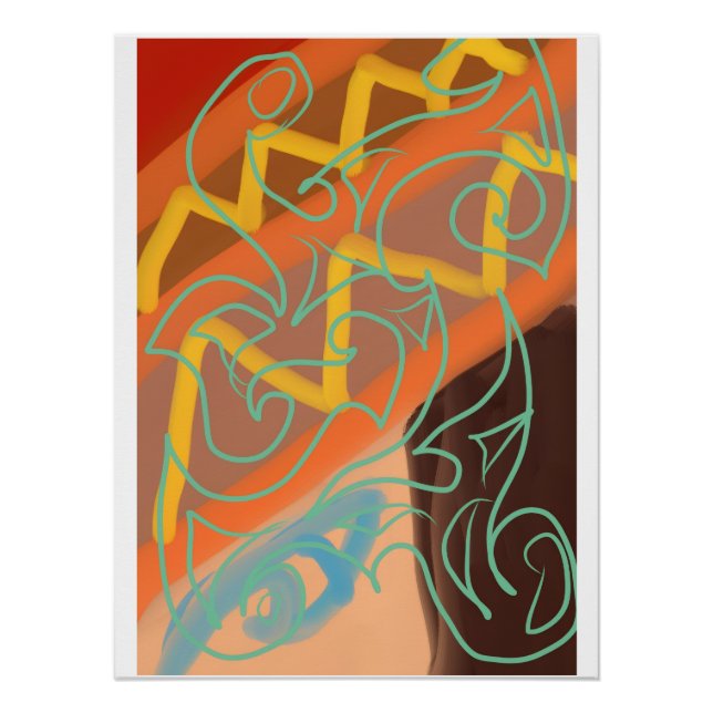 Abstract tribal art by Roger Whiteside Poster (Front)