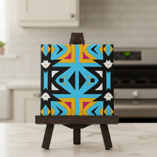 Abstract Tribal Colourful Mosaic Geometric Pattern Tile