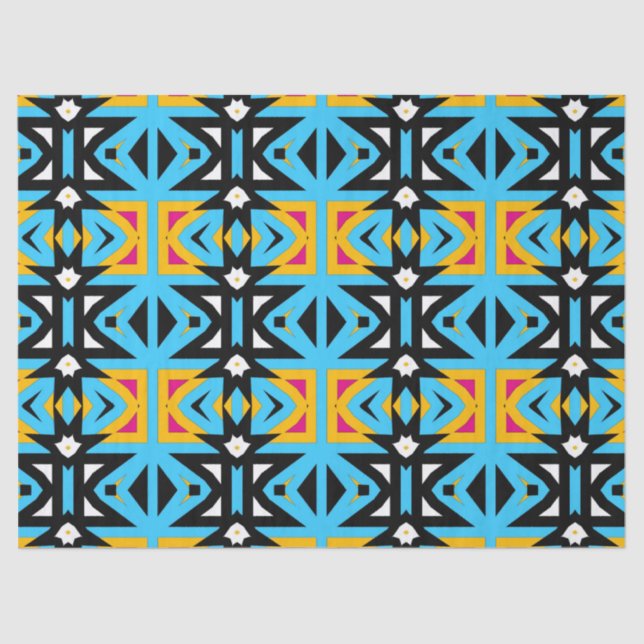 Abstract Tribal Colourful Mosaic Geometric Pattern Tissue Paper (Front)