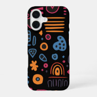 Abstract Tribal Doodle Neon Geometric Black