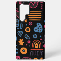 Abstract Tribal Doodle Neon Geometric Black