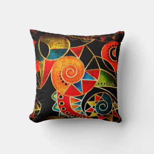 Abstract tribal ethnic geometrical pattern bright  cushion