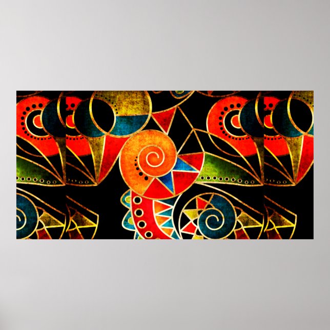 Abstract tribal ethnic geometrical pattern bright  poster (Front)