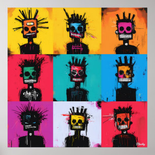 Abstract Tribal Graffiti Characters Bold Grid Poster