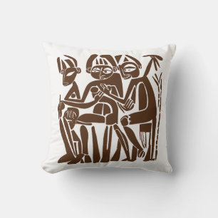 Abstract Tribal Healing Figures Cushion