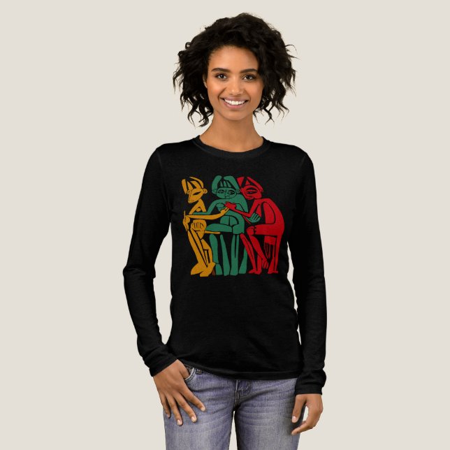 Abstract Tribal Healing Figures Tri-Blend Shirt (Full Front)