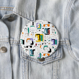 Abstract tribal maya ancient faces pattern 1 10 cm round badge