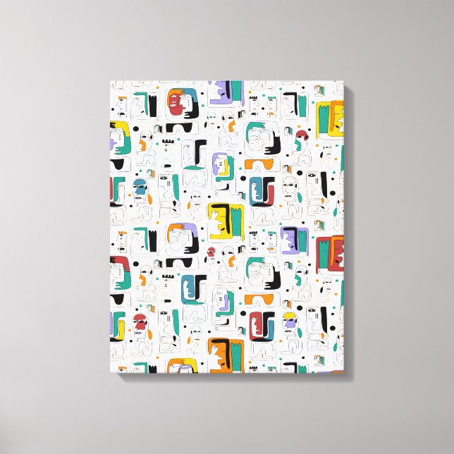 Abstract tribal maya ancient faces pattern 1 canvas print (Front)