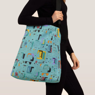 Abstract tribal maya ancient faces pattern 1 crossbody bag
