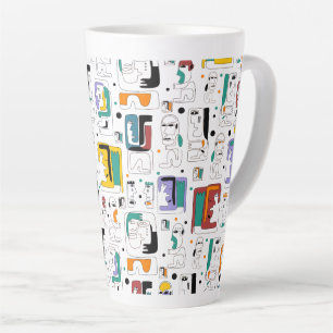 Abstract tribal maya ancient faces pattern 1 latte mug