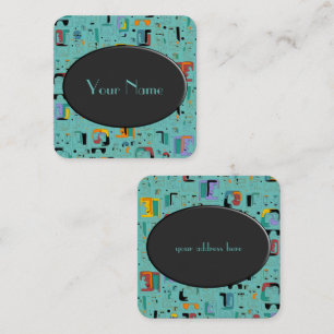 Abstract tribal maya ancient faces pattern 1 square business card