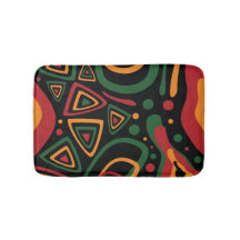 Abstract Tribal Shapes Pattern in Red, Gold, Green