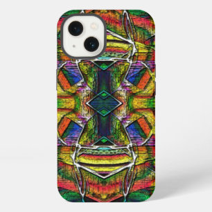 Abstract tribal style designs, carved iPhone 13 case