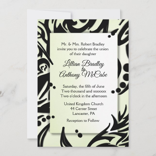 Abstract Tribal Wedding Invitation Olive (Front)