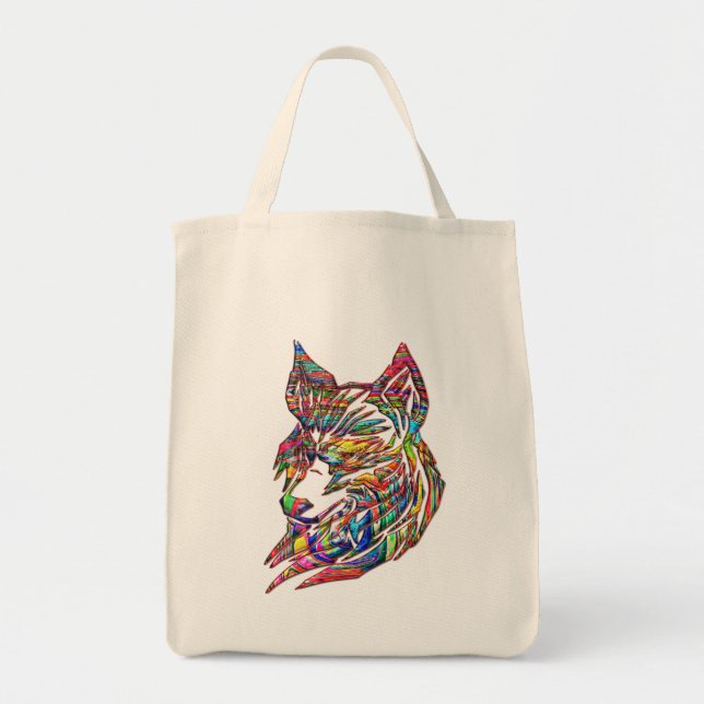 Abstract Tribal Wolf Tote Bag (Front)