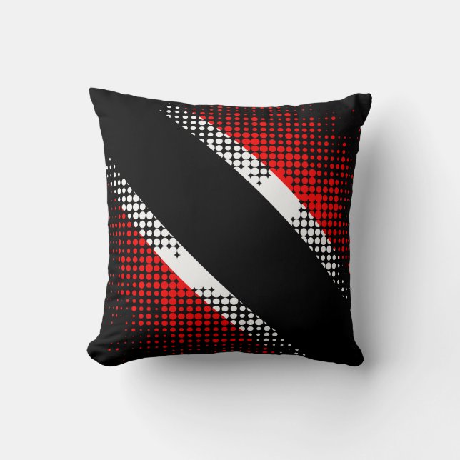 Abstract Trinidad & Tobago Dot Pattern on BLACK Cushion (Front)