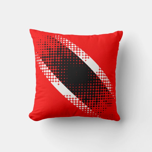 Abstract Trinidad & Tobago Dot Pattern on RED Cushion (Front)