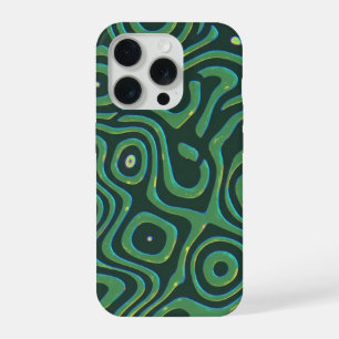 Abstract Trippy Liquid Swirl - Green Psychedelic iPhone 15 Pro Case