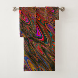 Abstract Trippy Orange and Magenta Butterfly Bath Towel Set