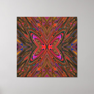 Abstract Trippy Orange and Magenta Butterfly Canvas Print