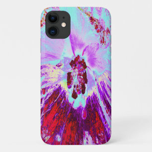 Abstract Tropical Aqua and Purple Hibiscus Flower Case-Mate iPhone Case