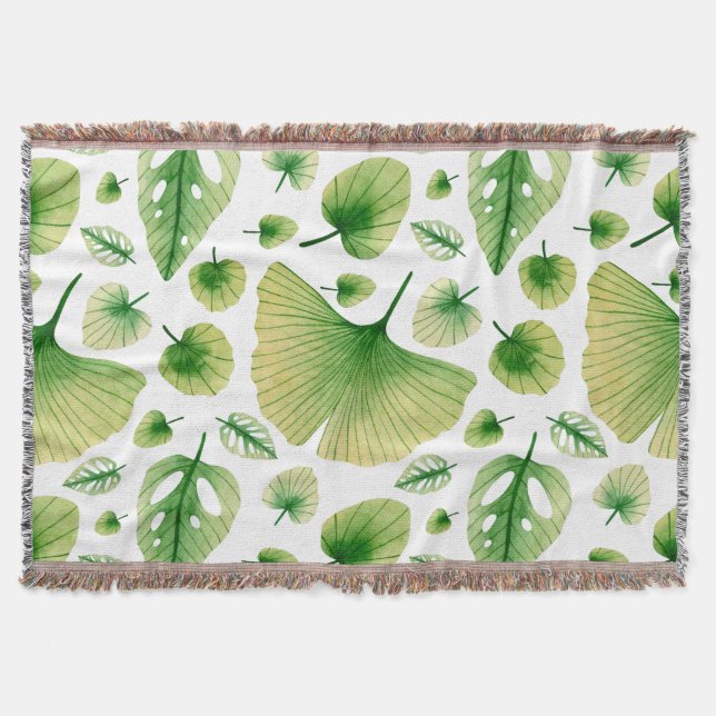 Abstract Tropical Art Throw Blanket (Front)