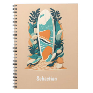 Abstract Tropical Beach Surfboard Teen Journal