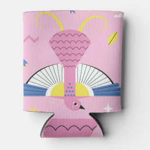 Abstract Tropical Bird: Bright Vintage. Can Cooler