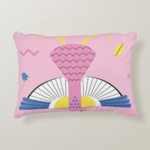 Abstract Tropical Bird: Bright Vintage. Decorative Cushion