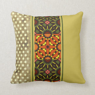Abstract Tropical Chartreuse Green Taupe Orange Cushion
