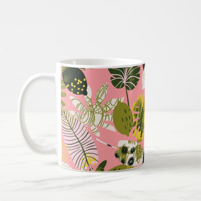 Abstract Tropical Colourful Leaves Pattern Coffee Mug (Left)