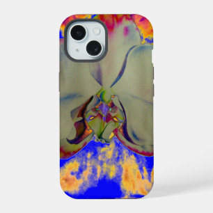 Abstract tropical floral painting colourful orchid iPhone 15 case