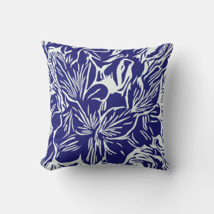 Abstract tropical flower botanical cushion