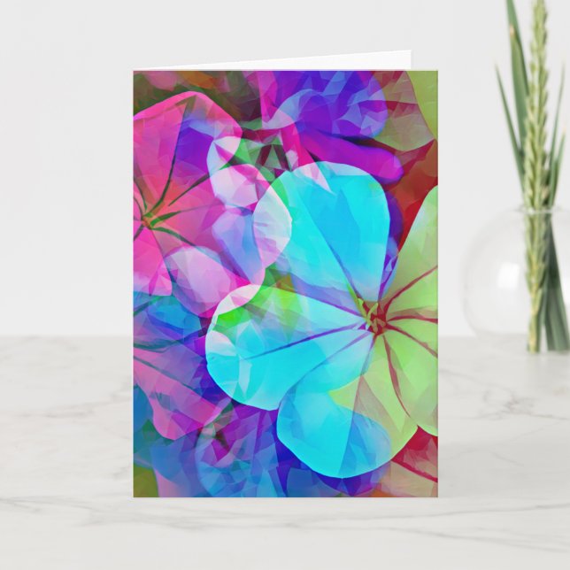 Abstract Tropical Flowers Art Note Card (Front)