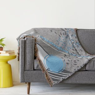 Abstract Tropical Flowers Botanical Throw Blanket