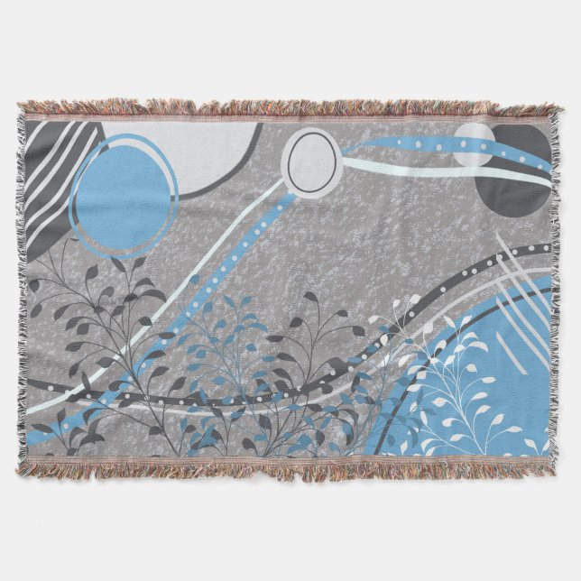 Abstract Tropical Flowers Botanical  Throw Blanket (Front)