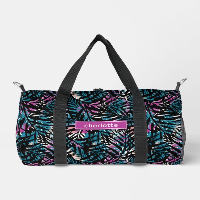Abstract Tropical Flowers Leaves Girl Sports Gym Duffle Bag (Front)