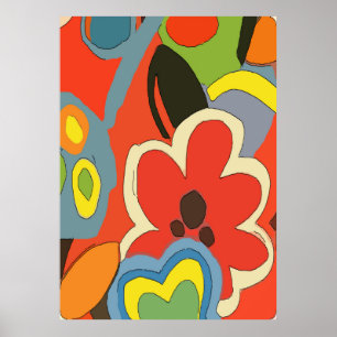 Abstract Tropical Flowers Poster