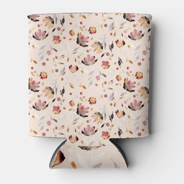 Abstract tropical flowers: watercolor background. can cooler (Front)