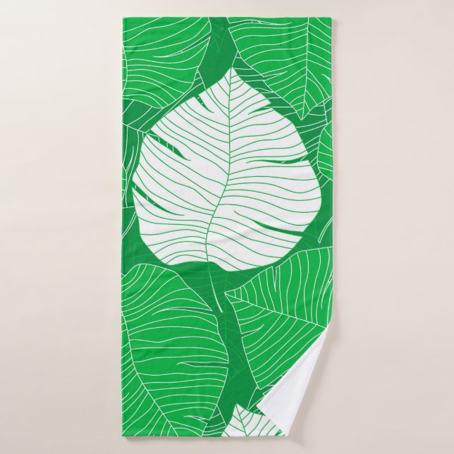 Abstract tropical leaf painting design bath towel (Bath Towel)